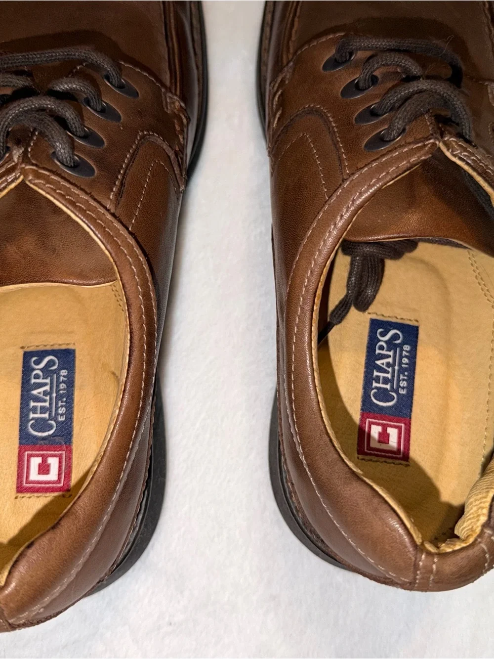 CHAPS Men's Brown Leather Oxford Dress Shoes - Size 10M